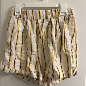 Yellow, White and Navy Blue Striped Shorts